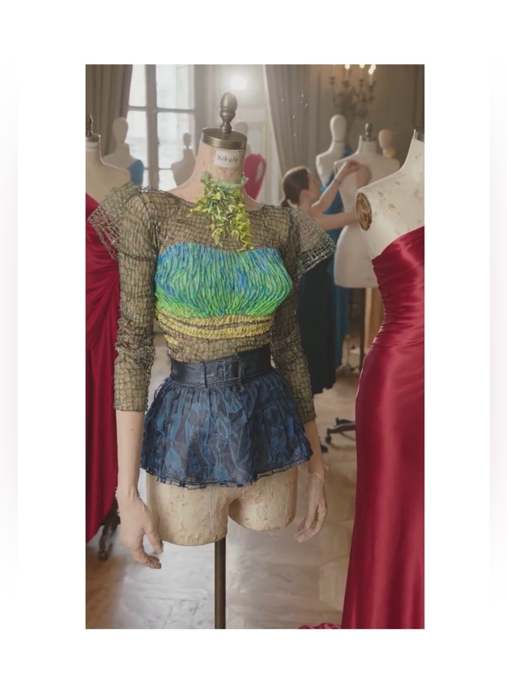 Dress Form digital Art print Poster with Blue, Green and Black Fashion Top